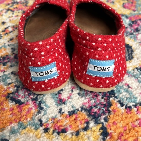 TOMS Red and White Polka Dot Flats Size 8 - Picture 3 of 5